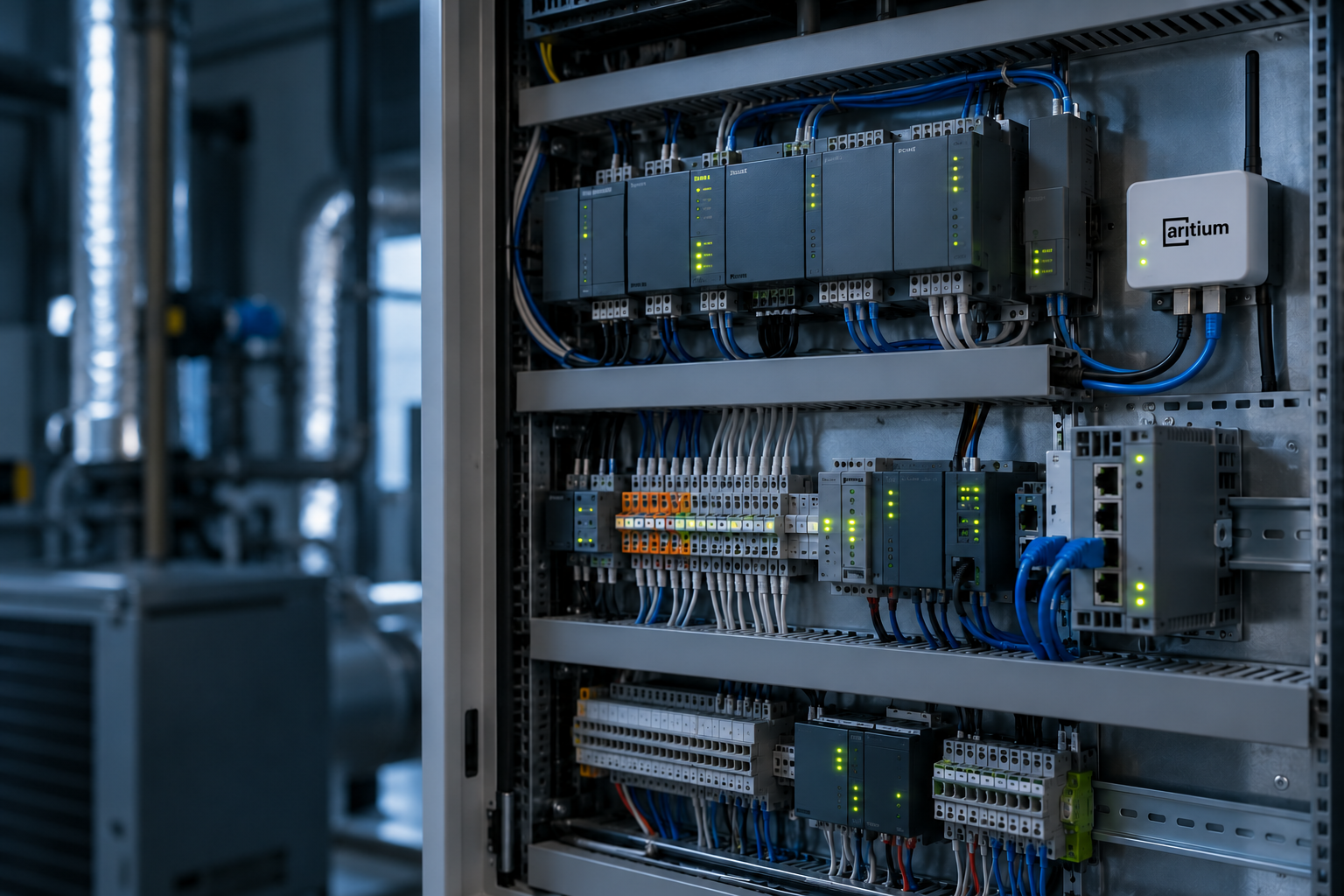 Escena conceptual de integración entre sistemas de control y conectividad IoT